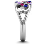 Yaffie ™ Custom-Made Personalised Birthstone Triple Heart Infinity Ring