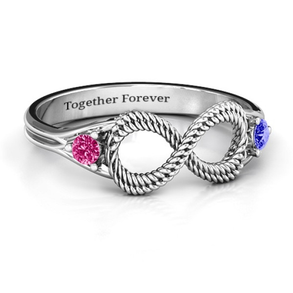 Yaffie ™ Custom Braided Infinity Ring with Dual Stones - Personalised Just for You