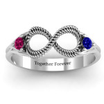 Yaffie ™ Custom Braided Infinity Ring with Dual Stones - Personalised Just for You