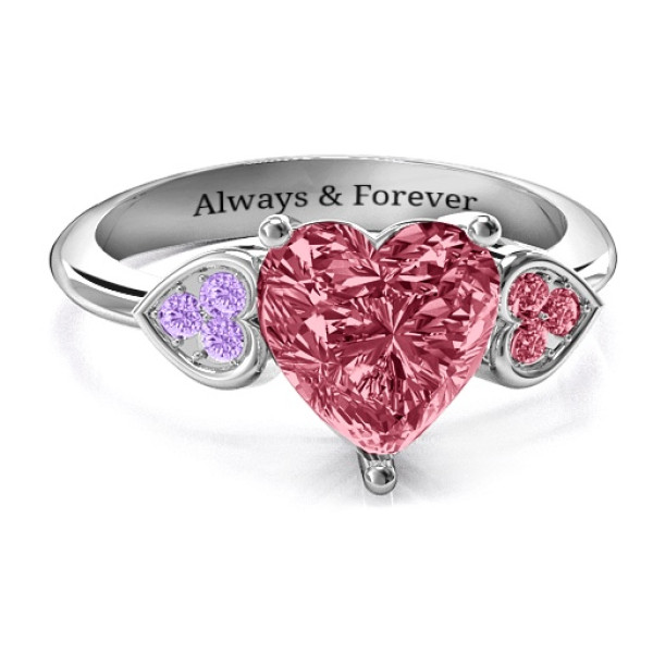 Yaffie™ Customised Accented Heart Ring - Personalised with Brilliant Love