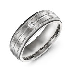 Customizable Men Ring with Milgrain Edges - Yaffie ™ Brushed Layer Design