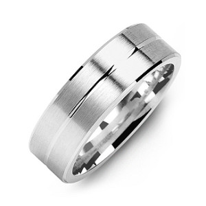 Custom Men Ring - Beveled Edges, Lined Centre - Personalised and Brushed - Yaffie ™