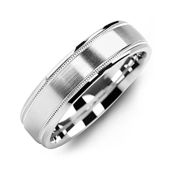 Yaffie™ Custom Personalised Men Ring with Classic Brush Milgrain Design