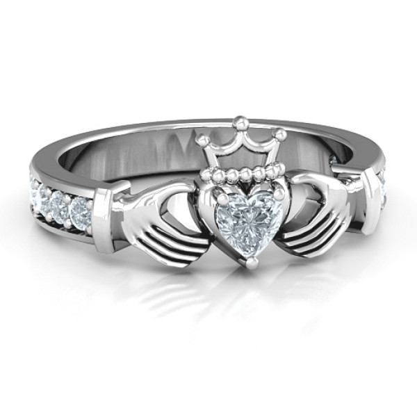 Yaffie™ Custom-made Personalised Claddagh Heart Cut Ring with Stunning Accents