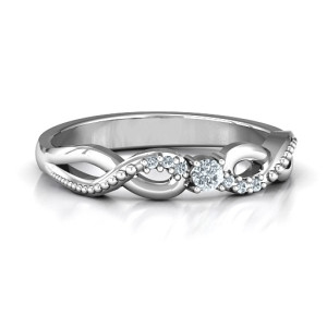 Personalised Classic Solitare Sparkle Ring with Accented Infinity Band - Custom Made By Yaffie™