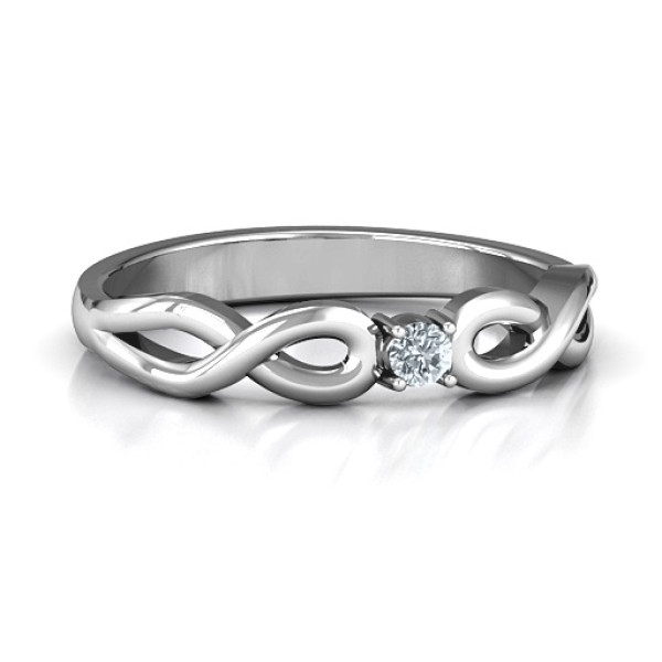 Yaffie ™ Custom-Made Personalised Classic Solitaire Sparkle Ring Featuring an Infinity Band