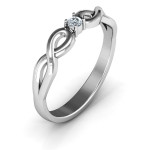 Yaffie ™ Custom-Made Personalised Classic Solitaire Sparkle Ring Featuring an Infinity Band
