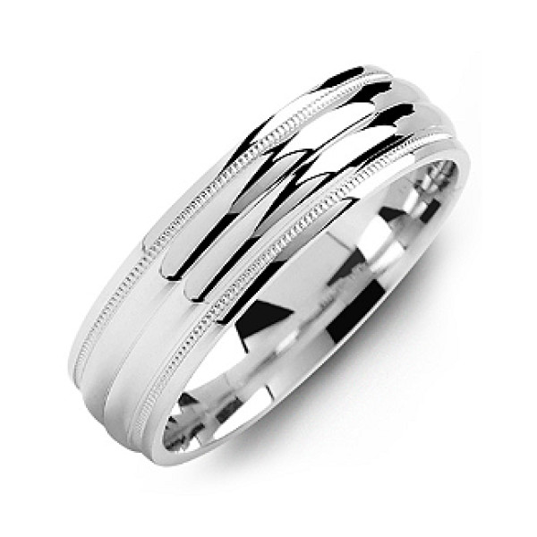 Yaffie ™ Custom Made Personalised Men Ring with Two Line Milgrain Design