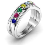 Yaffie ™ Custom Made Personalised Multi Band Ring with Crossover Accent