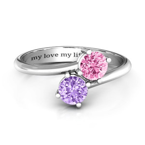 Yaffie ™ Custom Made Personalised Double Gemstone Ring Destined For Love