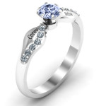 Yaffie™ Custom-Made Personalised Solitaire Ring with Accents and Dimple Design