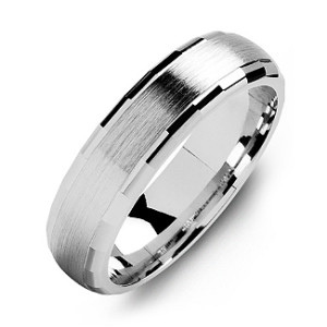 Personalised DomeShaped Brushed Men's Ring with Baguette Edges - Custom Made By Yaffie™