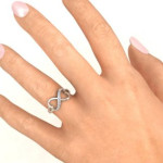 Yaffie ™ Custom-Made Personalised Double Heart Infinity Ring with Accents