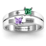 Yaffie™ Personalised Double Princess Cut Ring - Tailor-Made for You
