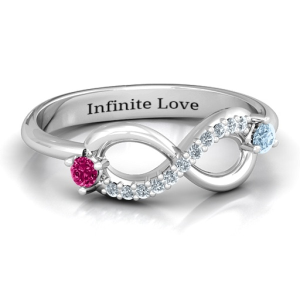 Yaffie™ Custom-Made Personalised Infinity Accent Ring with Double Stones.