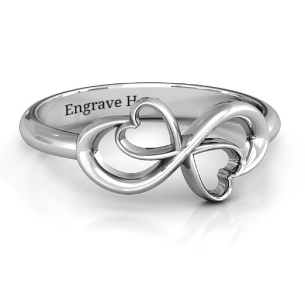 Yaffie ™ Custom Made Personalised Duo of Hearts Infinity Ring