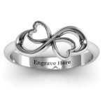 Yaffie ™ Custom Made Personalised Duo of Hearts Infinity Ring