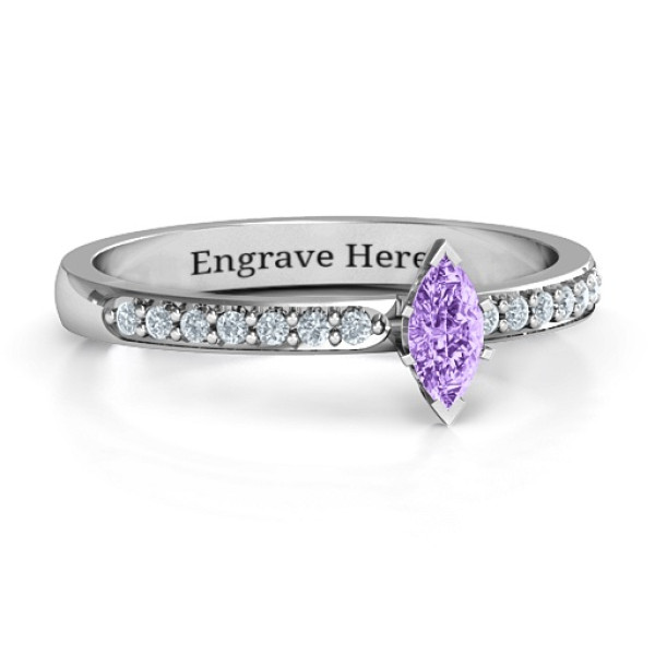 Yaffie ™ Custom Made Personalised Marquise Ring with Accent Band - Elegant Design