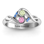 Yaffie ™ Custom Infinity Two Stone Ring with Personalised Element