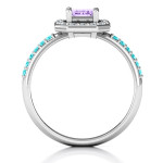 Custom-made Yaffie ™ Emerald Cut Cocktail Ring with Halo - Personalised
