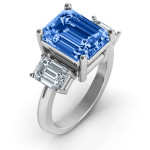 Yaffie ™ Custom Personalised Trinity Ring with Emerald Cut