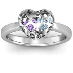 Yaffie Custom-Made Petite Caged Hearts Ring with Infinity Band - Personalised and Encased in Love