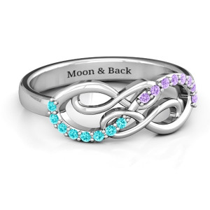 Yaffie ™ Custom-Made Personalised Infinity Ring with Gemstones: An Everlasting Delight.