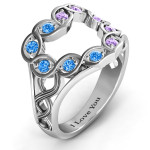 Yaffie ™ Custom-made Personalised Floating Heart Infinity Ring