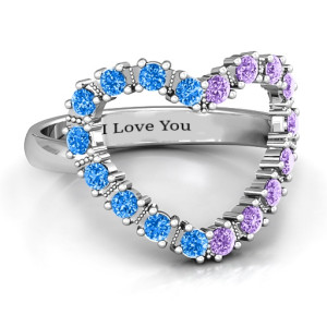 Yaffie ™ Customised Floating Heart Ring with Gemstones for a Personal Touch