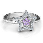 Yaffie ™ Custom Made Personalised Floating Star with Halo Ring