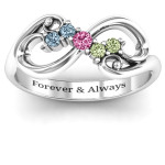 Yaffie ™ Custom-Made Personalised Infinity Ring with Gemstones, Featuring Beautiful Flourish Design
