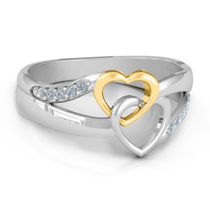 Yaffie ™ Customised Forever Linked Hearts Ring with Personalised Engraving