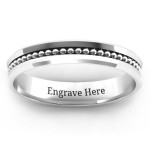 Yaffie ™ Custom-Made Women Ring: Personalised Forge Beaded Groove Bevelled Design