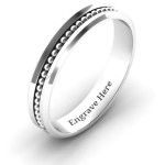 Yaffie ™ Custom-Made Women Ring: Personalised Forge Beaded Groove Bevelled Design