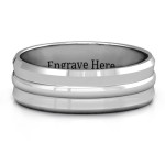 Yaffie™ Custom Made Forge Bevelled and Banded Men Ring with Personalisation