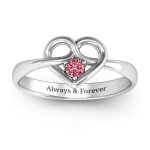 Yaffie ™ Custom Made Personalised Heart Infinity Ring with Forget Me Knot Design