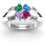 Yaffie ™ Customised Four Clover Hearts Ring with Personalization