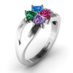 Yaffie ™ Customised Four Clover Hearts Ring with Personalization