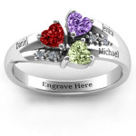 Yaffie ™ Custom-Made Personalised Heart Cluster Ring with Accent Stones
