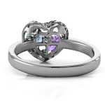 Yaffie ™ Custom-Made Petite Caged Hearts Ring with Infinity Band - Personalised Heart Cutout Design Included