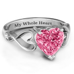 Yaffie™ Custom Made Heart Shaped Stone Ring with Interwoven Heart Infinity Band - Personalised