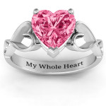 Yaffie™ Custom Made Heart Shaped Stone Ring with Interwoven Heart Infinity Band - Personalised
