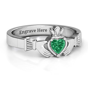 Yaffie ™ Customised Heart Stone Claddagh Ring - Crafted with Personalisation