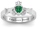 Yaffie ™ Customised Heart Stone Claddagh Ring - Crafted with Personalisation