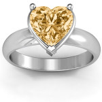 Yaffie ™ Custom-Made Double Gallery Setting Ring with Personalised Heart Stone