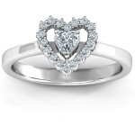 Yaffie™ Custom Heart in Heart Halo Ring for a Personalised Touch