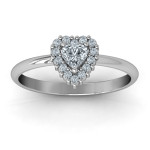 Yaffie ™ Custom Made Personalised Heart Promise Ring with Halo for the Perfect Symbolic Gesture