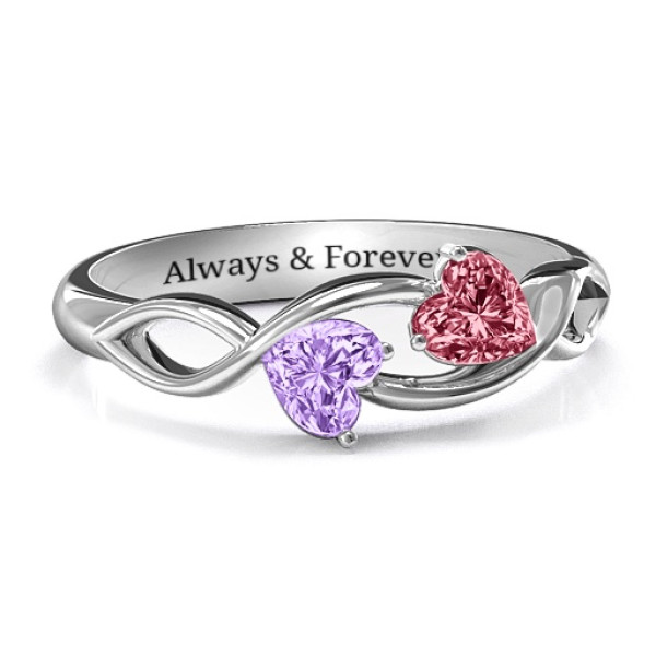 Yaffie ™ Custom-Made Personalised Heavenly Hearts Ring Featuring Heart Gemstones