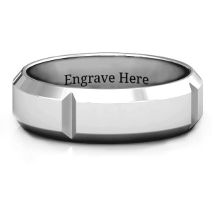Yaffie ™ Custom Made Personalised Men Ring with Quad Bevel and Groove Design - Named Hercules