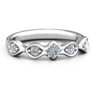Yaffie™ Custom Made Princess Cut Centre Stone Ring with Personalised Infinite Wave Design